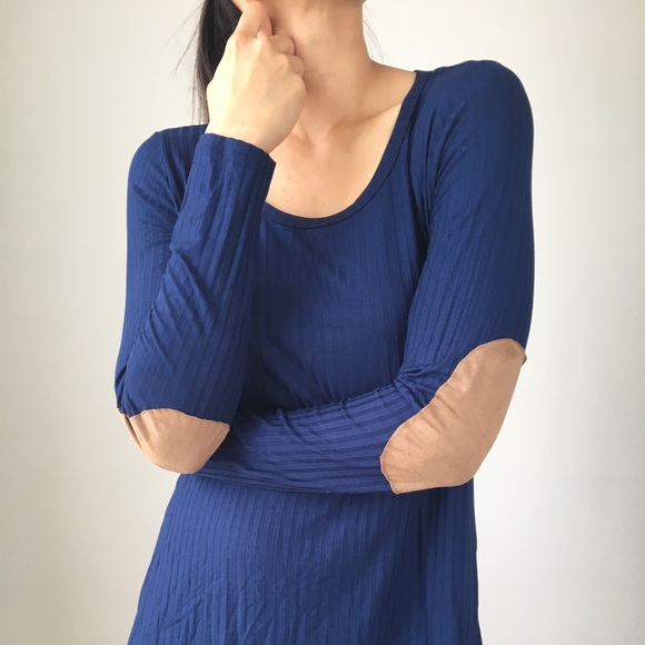 FINE RIBBED TUNIC TOP WITH SUEDE ELBOW PATCH - Picture 5 of 5